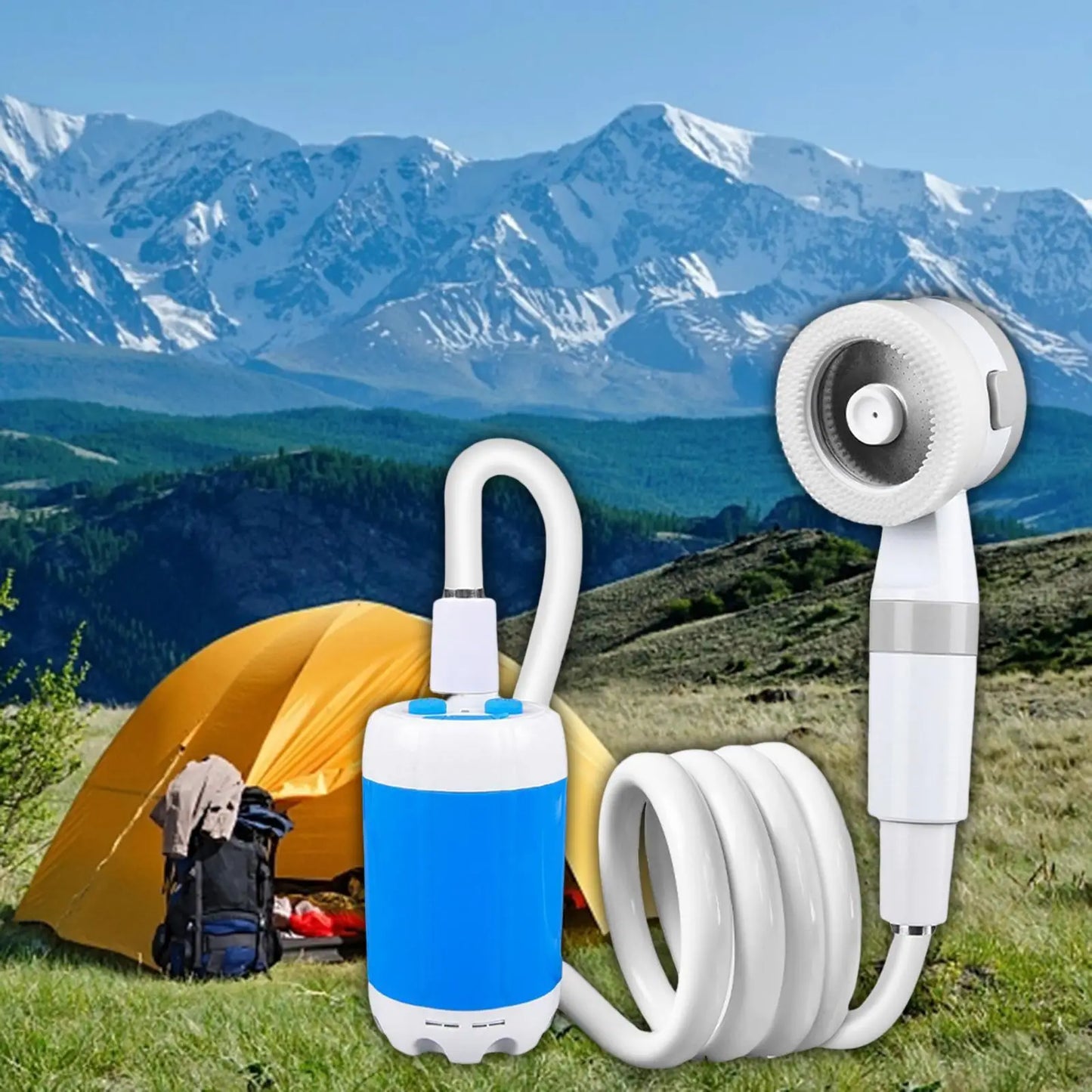 Portable Outdoor Shower Set Handheld Shower Head Adjustable Flow Camping Shower for Hiking Backpacking Beach Traveling Gardening