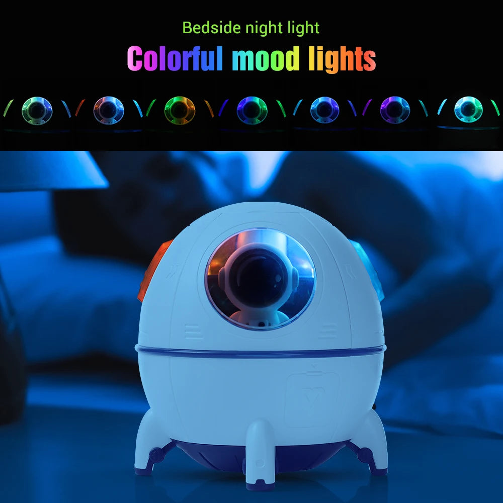 Desktop Space Capsule Air Humidifier Ultrasonic Cool Mist Aromatherapy Water Diffuser with Led Light Astronaut Humidificador