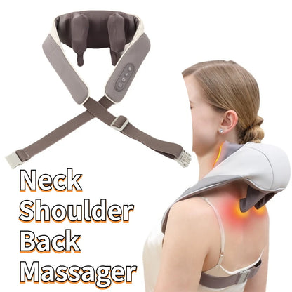 Electric Neck Shoulder Back Massager Heating Trapezius Muscle Massage Neck Relaxing 5D Kneading Shiatsu Leg Body Massage Shawl